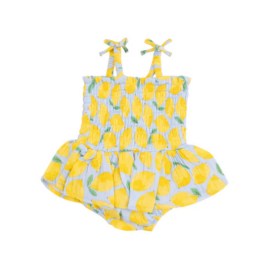 Smocked bubble with Skirt//Sunny Lemons