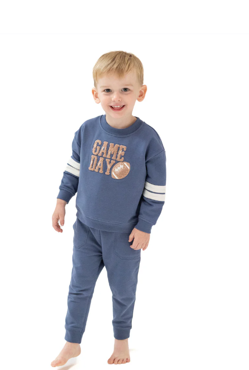 French Terry Football Varsity Jogger Set // Indigo