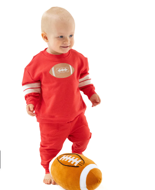 French Terry Football Varsity Jogger Set // Red