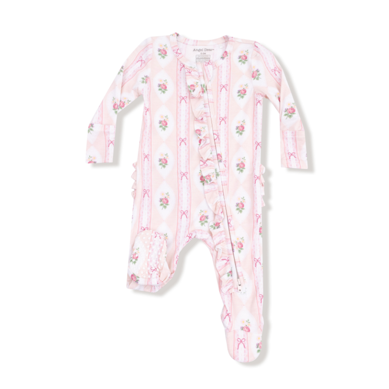 Ogee Lace Floral Ruffle Zipper Footie