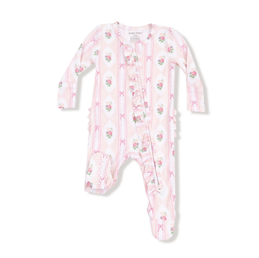 Ogee Lace Floral Ruffle Zipper Footie