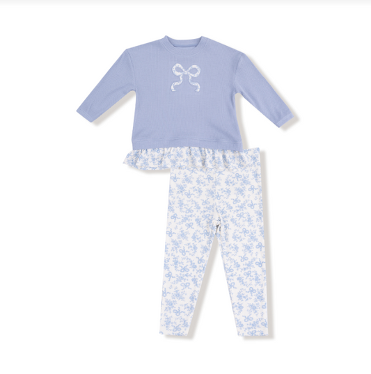 Romi Floral Waffle Pull-Over Bow Applique Set
