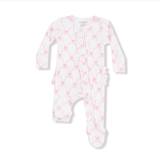 Ribbon Bow Trellis Ruffle  Romper