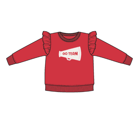 French Terry Sport Varsity Ruffle Sweatshirt // Red