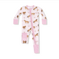 Horses- 2 Way Zipper Romper // Pink