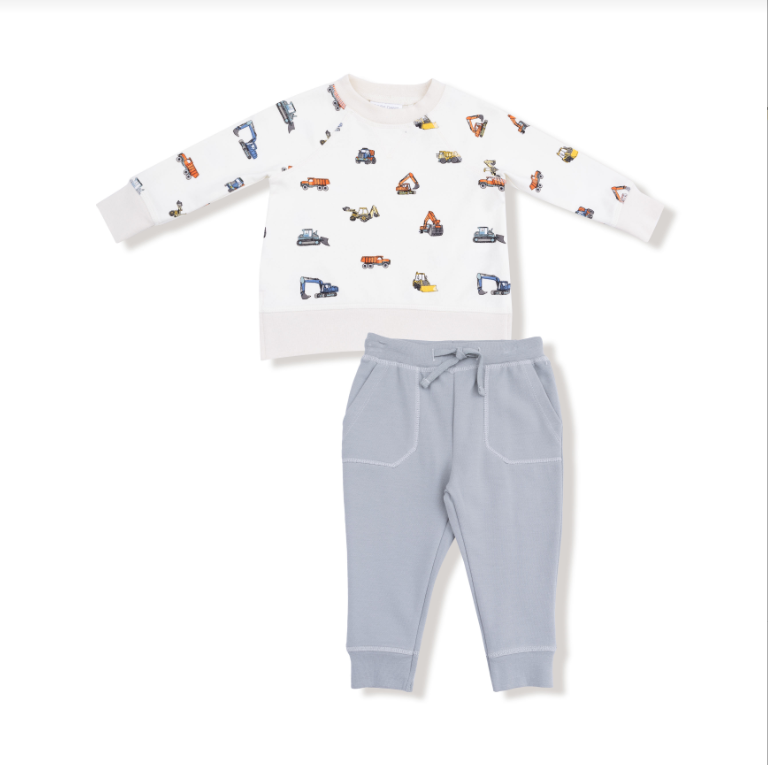 Construction Vehicles- French Terry Raglan Set