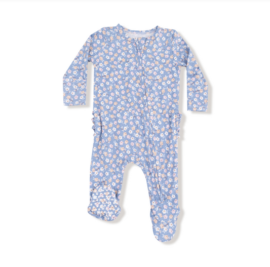 Country Calico- 2 Way Ruffle Zipper Footie