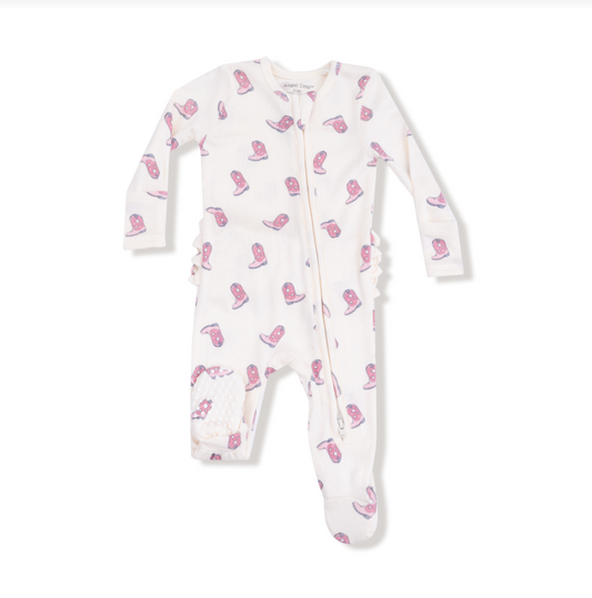 Petite Cowgirl Hats- 2 Way Ruffle Zipper Footie