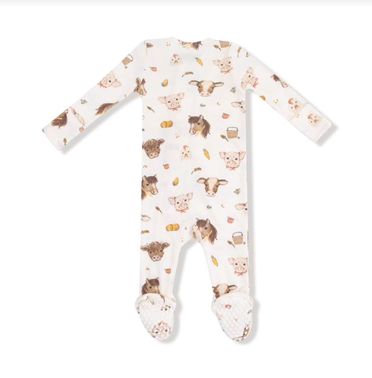 Vintage Baby Farm Animals- 2 Way Zipper Footie