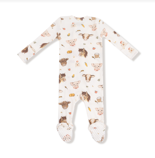 Vintage Baby Farm Animals- 2 Way Zipper Footie