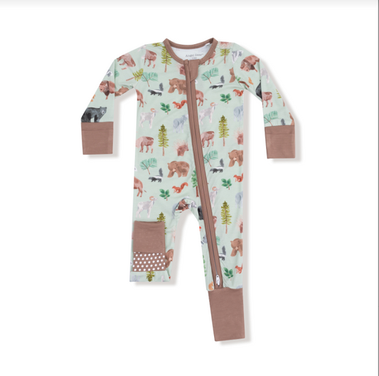 American Woodland Animals- 2 Way Zipper Romper