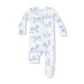 Farm Toile// Blue 2 Way Zipper Footie