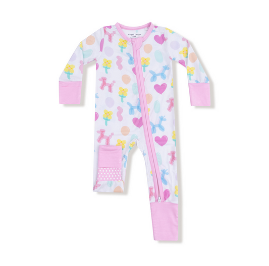 Balloon Animals// Pink  2 Way Zipper Romper