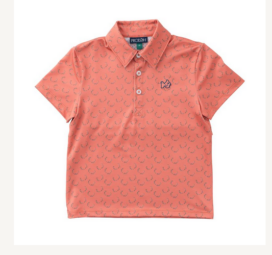 Crabapple Antler Print Performance Polo