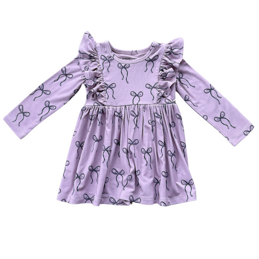 Lavender Bow Ruffle Dress