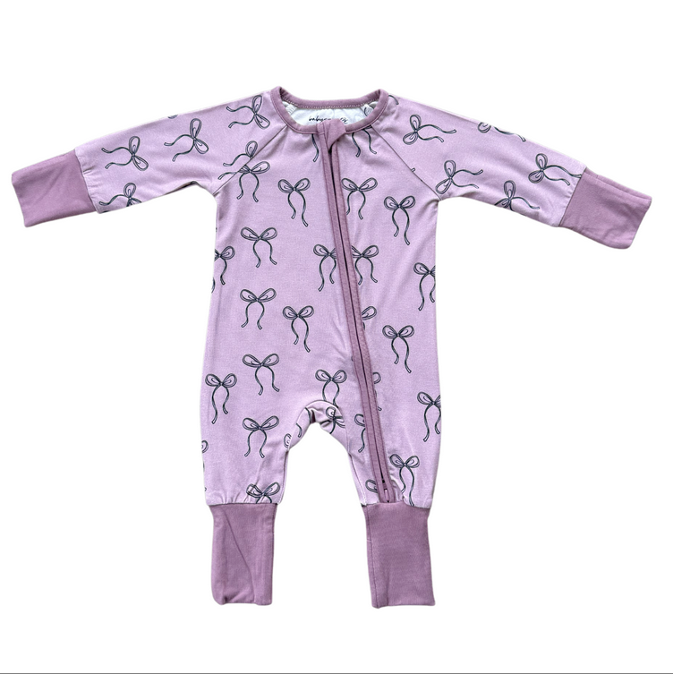 Lavender Bow Zip Romper