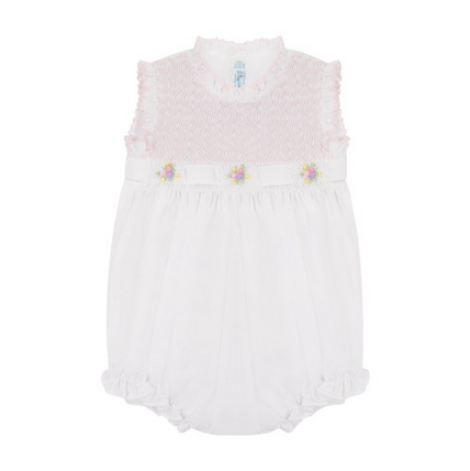 Sleeveless Secret Garden Romper // White & Pink