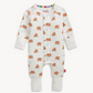 Baby onesie with bear pattern on a white background