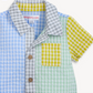 Multi Gingham Magnetic Boys Collar Romper