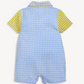 Multi Gingham Magnetic Boys Collar Romper
