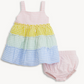 Colorful checkered dress with matching bloomers on a white background