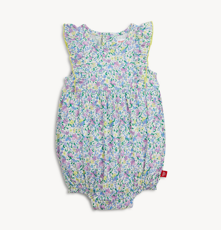 Floral baby romper on a white background