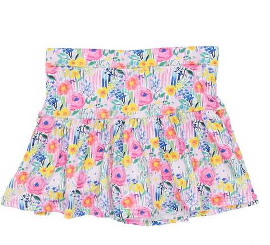 Colorful and Bright Floral Printed Skort