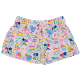 Cheerful Birthday Plush Pajama Shorts
