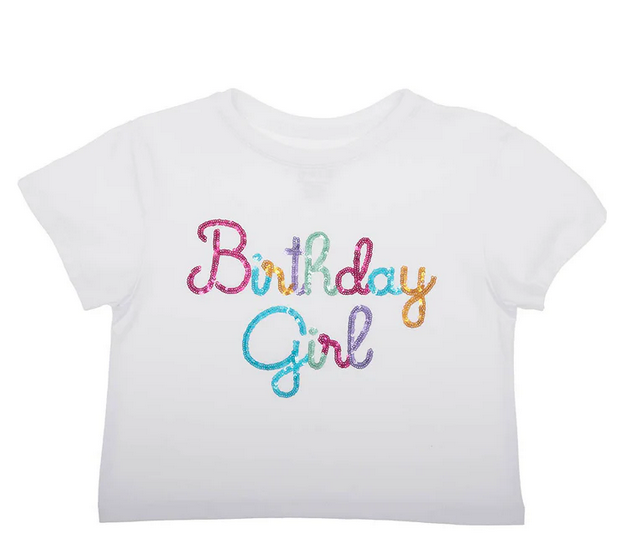 Boxy Tee with Bright Sequin Birthday Girl
