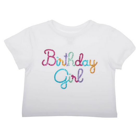 Boxy Tee with Bright Sequin Birthday Girl