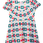 Soft Dress with beautiful bright flowers with block colors
