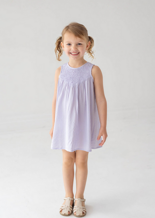 Lavender dress with beautiful smocked top