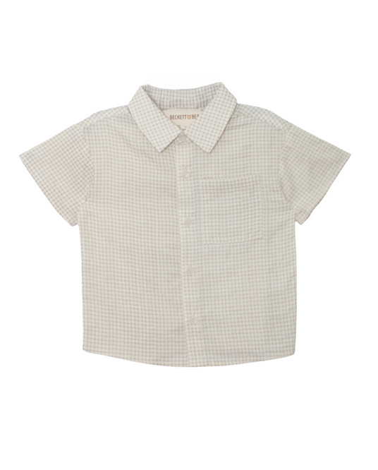 Gingham Taupe & Cream Button Down Shirt