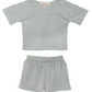 Casual Green Stripe Short Set