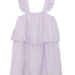 Purple gingham dress with ruffled straps 