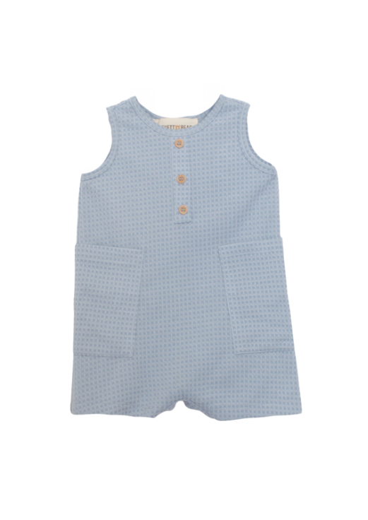 Textured Sleeveless Pale Blue Romper
