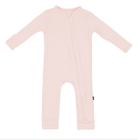 Ribbed Blush pink zipper romper 