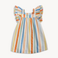 Colorful striped dress with ruffled sleeves 