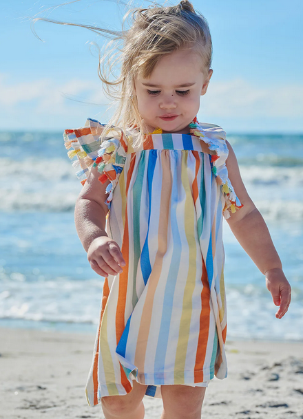 Multi Stripe Woven Fluttre Dress