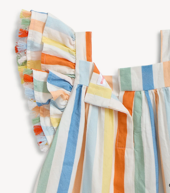 Multi Stripe Woven Fluttre Dress