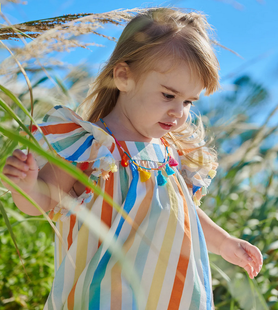 Multi Stripe Woven Fluttre Dress