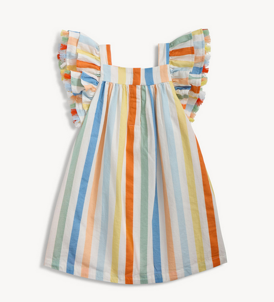 Multi Stripe Woven Fluttre Dress