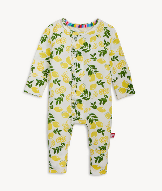 Baby onesie with lemon pattern 