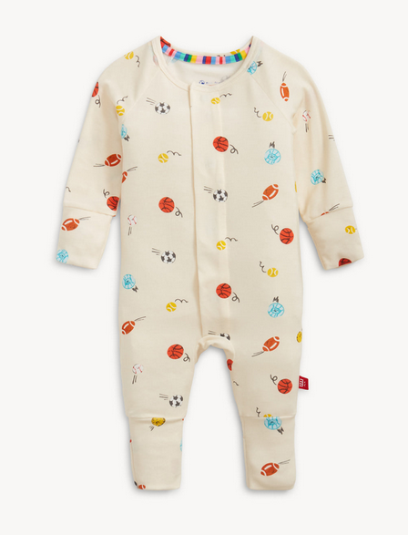 Baby onesie with colorful Sports ball patterns 