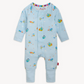 Light blue baby onesie with ocean vehicles