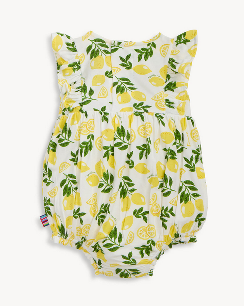 Baby romper with lemon and leaf pattern 
