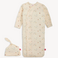 Baby sleep sack with floral pattern and matching hat 