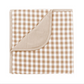 Brown and white checkered blanket 