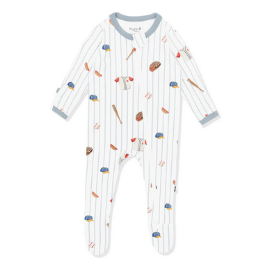 Baseball themed footie pajamas