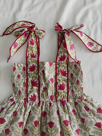 Genelia Layered Dress // White with Red Floral Print